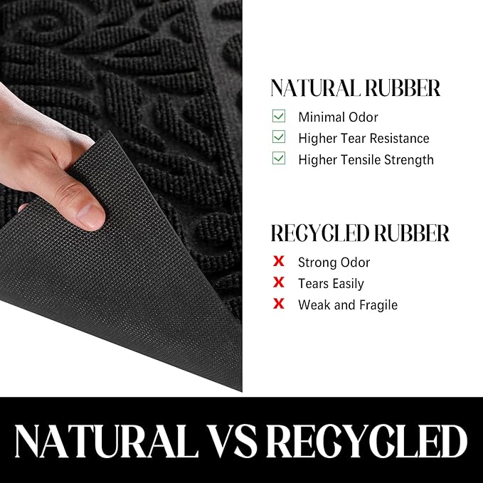 Yimobra Door Mat Indoor Outdoor Entrance, Non Slip Welcome Front Doormats, Heavy Duty Rubber Backing, Stain and Fade Resistant, Low Profile, Easy Clean Patio Garage Floor Mats, 47 x 32, Black-Ruum Studio Home