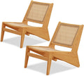 Rattan Chair 2Pcs, Mid Century Modern Accent Chair, Leisurely Reading Chair for Living Room（Wood）-Ruum Studio Home