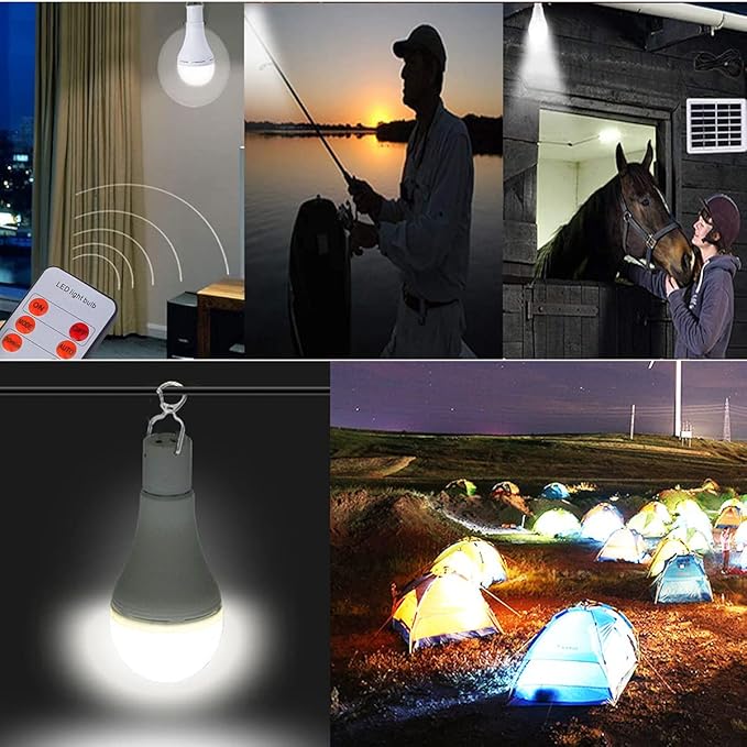 Solar Light Bulb Portable 350LM Solar Powered Camping Light Led Lantern Outdoor for Lamp Light Hiking Fishing Tent Indoor Shed Chicken Coop Hurricane Emergency with USB Chargeable-Ruum Studio Home