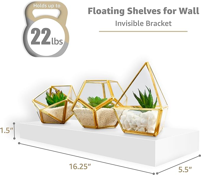 Sorbus Floating Shelves for Wall, Bathroom Shelves Wall Mounted for Kitchen, Bedroom, Living Room, Bathroom Storage, Over Toilet, Hanging Book Shelf for Ｗall Home Decor (White, 5 Pack)-Ruum Studio Home