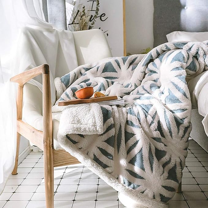 UKELER Ultra Plush Super Soft Lightweight Sherpa Throw Blanket 60''x50'' Cozy Luxury Light Blue Blanket for Bed Couch Warm Fuzzy Blanket-Ruum Studio Home