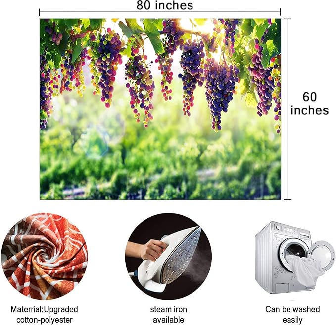BULOR Vineyard Tapestry Grapes Clusters Wine Rustic Vintage Tapestry Wall Hangings Tapestry for Kids Bedroom Living Room Dorm Man Cave Background(80x60 Inch)-Ruum Studio Home