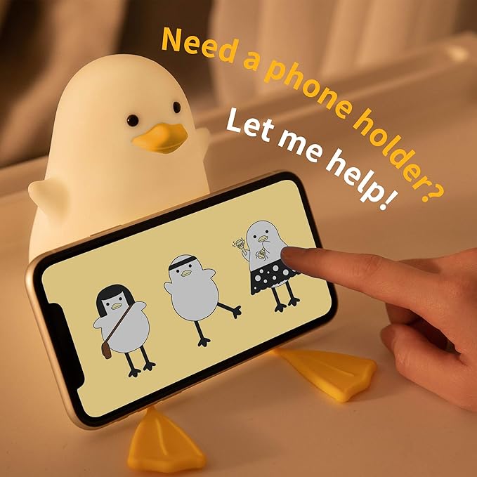YuanDian Cute Duck Night Light, Gifts for Women Teen Girls Baby,Night Lights for Kids Bedroom Kawaii Room Decor, Cute Christmas Seagull Silicone Nightlights for Children Toddler.-Ruum Studio Home