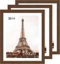 VCK 16x20 Picture Frames for Wall 3 Pack, Brown Wood Poster Frame with Exclusive Wood Grain, Wall Mounting Hanging-Ruum Studio Home