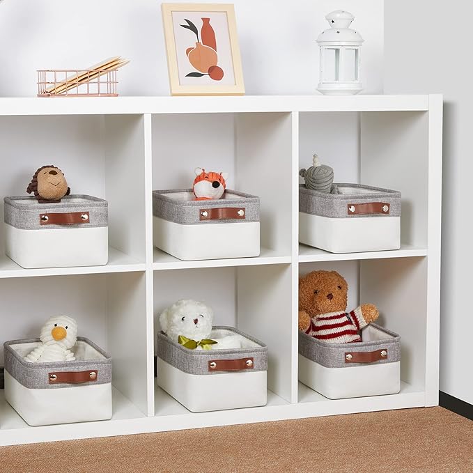 DULLEMELO Storage Baskets Bins for Organizing, Small Fabric Baskets for Shelves, Closets, Nursery, Home, Office, Empty Gift Baskets (6-Pack, Grey&White)-Ruum Studio Home