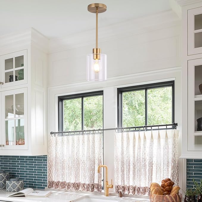 Brass Pendant Lights,Modern Farmhouse Pendant Light,Kitchen Pendant Mini Hanging Light for Sink Island,Adjustable Height,Home Décor Lighting-Ruum Studio Home