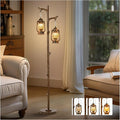68" Rustic Farmhouse Tree Trunk Floor Lamp Country Brown Finish Wood Vintage Standing Tall Lamp with Lantern Stepless Dimmable Industrial Floor Lamp Decor for Bedroom Living Room Office Hotel-Ruum Studio Home