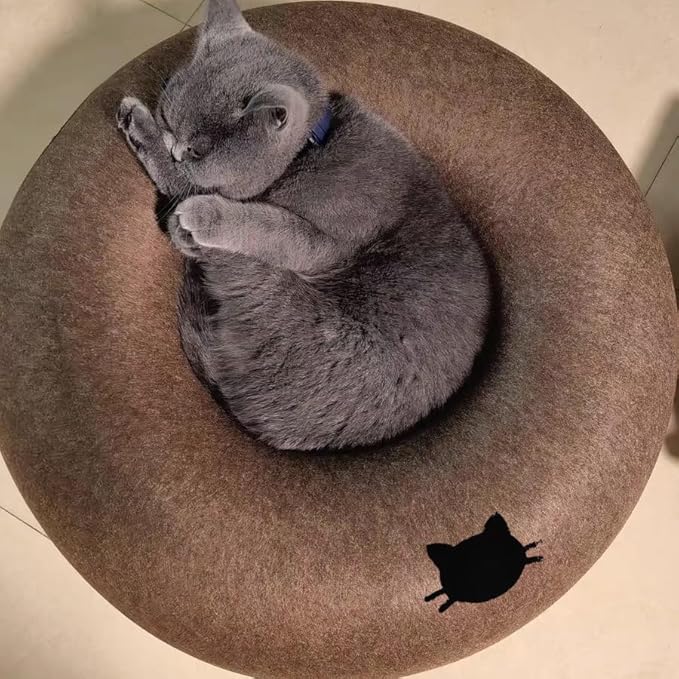 Donut Cat Tunnel Bed Peekaboo Cat Cave for Large Cats Up to 30 Lbs, Kitty Interactive Playing Tent House for Multiple Cats,Detachable,Scratch Resistant (Brown, Large - 24 Inch Diameter)-Ruum Studio Home