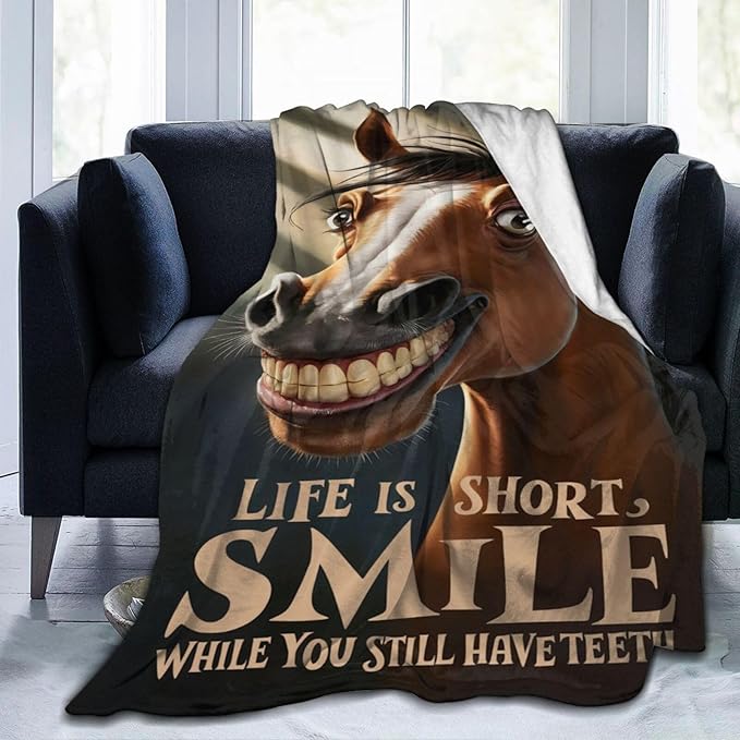 Funny Horse Throw Blanket Soft Fleece Blanket Men Women Gift for Kids Boys Girls for Party Couch Sofa Bed Deco Blankets 50x40 Inches-Ruum Studio Home