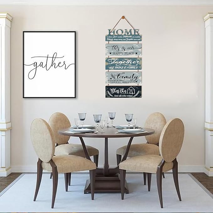 Wooden Collage Panels Home Positive Affirmations Wall Art - Wall Plaques for Living Room,Bedroom,Dining Room,Bathroom - Multicolor Family Rustic Farmhouse Wall Decor 5pcs-Ruum Studio Home