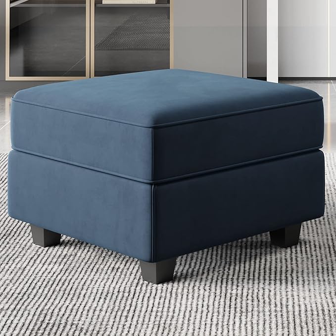 Belffin Storage Ottoman Module for Modular Sectional Sofa Square Seat Cube Velvet Foot Stool Blue-Ruum Studio Home