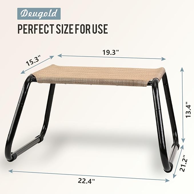 Outdoor Footstools for Patio,Backyard Patio Furniture Metal Frame Small Seat All Weather Footrest for Couch Patio Chairs 2 Pieces Beige-Ruum Studio Home