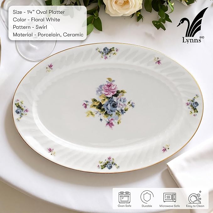 Lynns Paradise Serafina 14-Inch Oval Platter, Set of 2, Purple; Heavy Duty; Chip Resistant; Lead and Cadmium Free; Freezer to Oven Safe up to 500°F-Ruum Studio Home