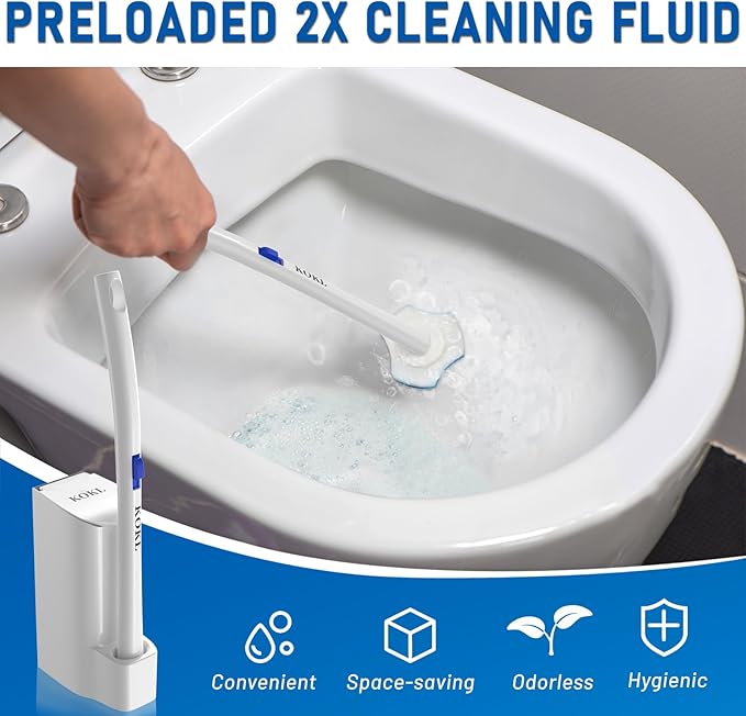 KOKL Disposable Toilet Brush, Toilet Bowl Cleaner Brush with 50PCS Toilet Brush Refills, Toilet Cleaner Refill Pads, Disposable Toilet Bowl Brush and Storage Caddy for Bathroom Cleaning(1-Set)-Ruum Studio Home
