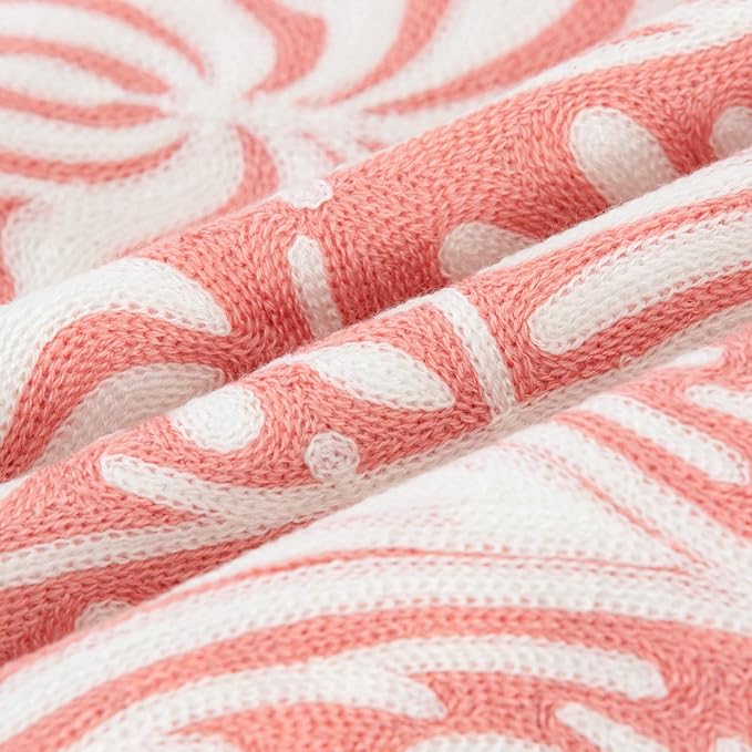 HWY 50 Pink Decorative Lumbar Pillow Cover Rectangle 12x20 Inch (1 Piece), Embroidered Cotton Farmhouse Cushion Cover Pillow Case for Sofa Couch Living Room Bed, Minimalist Floral-Ruum Studio Home