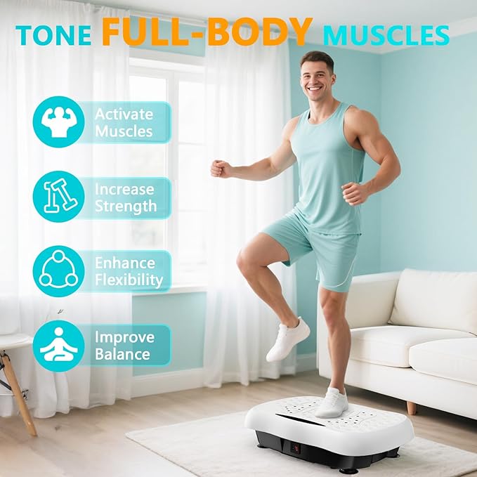 Vibration Plate Exercise Machine, Vibrating Equipment for Weight Loss and Lymphatic Drainage Massager, 3D Waver Exerciser for Fitness, Full Body Workout Shake Board with 120 speeds-Ruum Studio Home