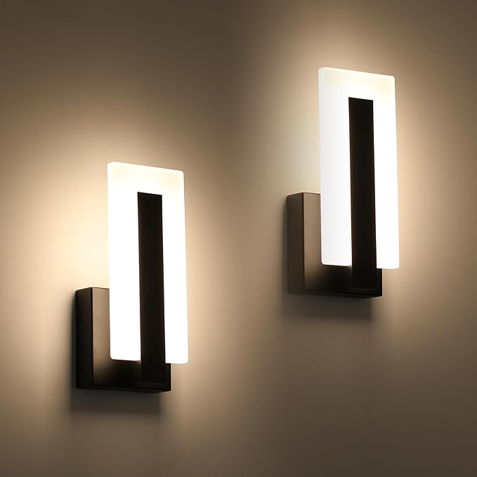 Joosenhouse Modern LED Wall Sconces Up and Down Wall Mount Light Black 3000K Warm White Wall Lights Set of 2, Indoor Wall Lighting for Hallways, Bedrooms, Hallways, Living Room Indoor Wall Lights-Ruum Studio Home