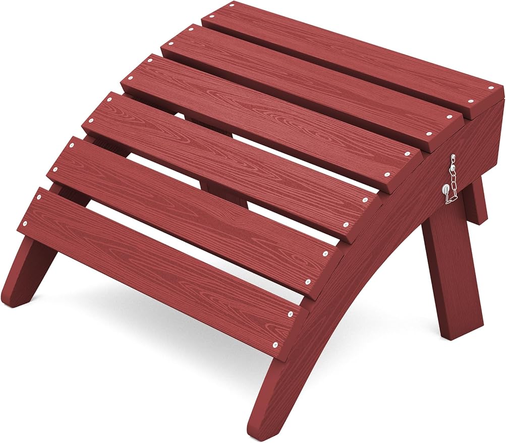 KINGYES Folding Adirondack Ottoman for Adirondack Chair, Red-Ruum Studio Home