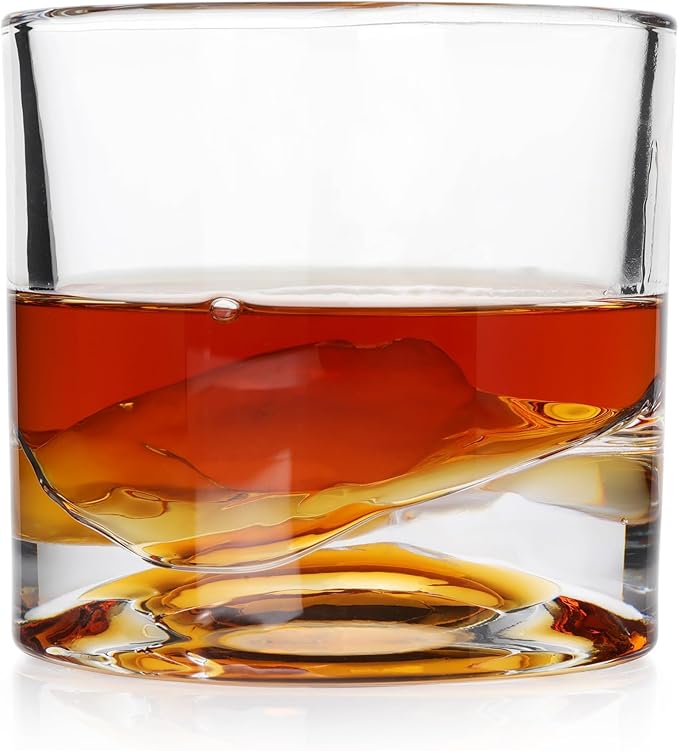Yosemite Heavy Crystal Whiskey Glasses Gift Set of 2, Thick Freezable Bourbon Glass 1lb Each, Premium Whiskey Gifts for Men, Frozen Crystal Chills Cocktails, 10 oz-Ruum Studio Home