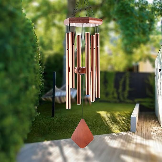 Small Wind Chimes for Outside, 28 Inches Wind Chimes Outdoor Tuned Soothing Melody, Sympathy Wind Chimes for Mom/Housewarming, Bronze Wind Chimes Outside Decoration.-Ruum Studio Home