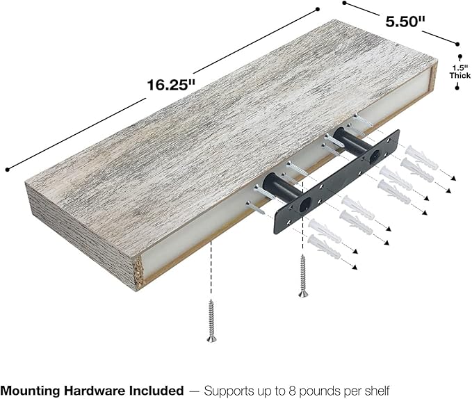 Sorbus Floating Shelves, Wall Shelves for Bedroom, Kitchen, Living Room, Bathroom Shelves Over The Toilet, Office, Home Decor, Farmhouse, 16 Inch Wall Mounted Rustic Floating Shelves for Wall, 2 Pack-Ruum Studio Home