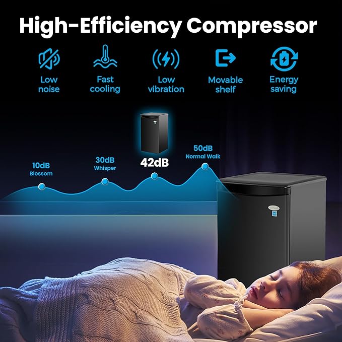 E-Star 3.3 Cu Ft Mini Fridge without Freezer - AUTO DEFROST, Reversible Single Door, Glass Shelf Refrigerator - A Space-Saving Marvel for Your Bedroom, Dorm, and Office-Ruum Studio Home