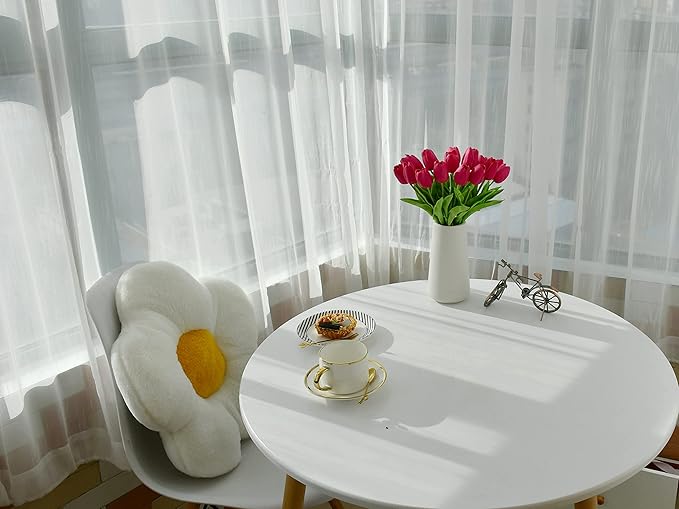 Mandy's Artificial Tulips 20 Stems Hot Pink PU Faux Flowers for Wedding Home Decor 13.5 Inch-Ruum Studio Home