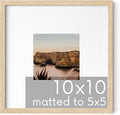 HAUS AND HUES Solid Oak 10”x10” Picture Frame Matted to 5”x5” - 10x10 Wood Frame for Wall, Square Frame with Mat, 10x10 Art Frame, 10x10 Square Photo Frame, Natural Wood Frames (Beige Oak Frame)-Ruum Studio Home
