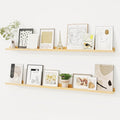 Picture Ledge Shelf, Solid Pine Wood Floating Shelves Set of 2, 48 Inches Nursery Book Shelves for Toys Storage, Kids Bookshelf Wall Mounted for Living Room Bedroom Decor Books Photo Frames, Natural-Ruum Studio Home