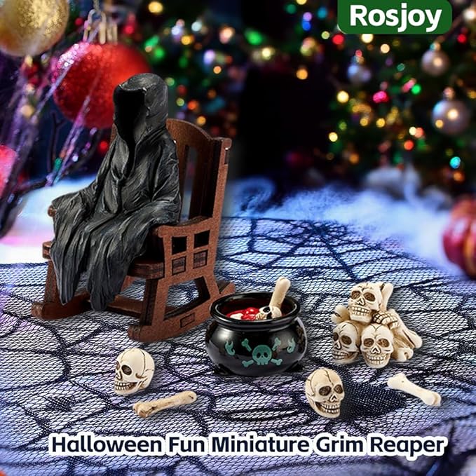Halloween Fun Miniature Grim Reaper Figurine,Gothic Horror Resin Grim Reaper Decor,for Bookshelf Decor,Desk Trinkets,Collectible,Party Gifts-Ruum Studio Home
