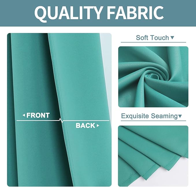 ChrisDowa Grommet Room Darkening Curtains for Bedroom and Living Room - 2 Panels Set Thermal Insulated Blackout Curtains (Teal, 52W x 95L)-Ruum Studio Home