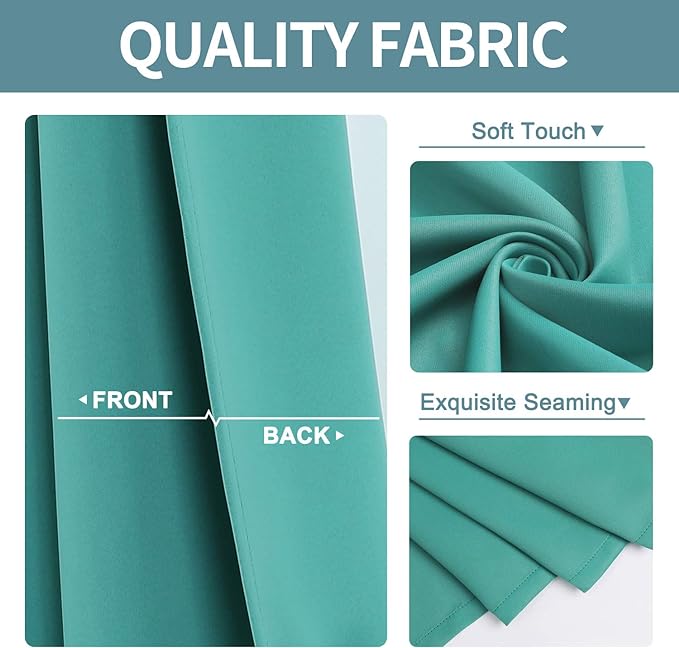 ChrisDowa Grommet Room Darkening Curtains for Bedroom and Living Room - 2 Panels Set Thermal Insulated Blackout Curtains (Teal, 52W x 72L)-Ruum Studio Home