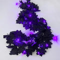 RECUTMS Halloween Maple Leaf Garland with Purple Lights - Black Artificial Leaves Decor for Home Mantle, Stairs, Indoor/Outdoor - 2 Pack-Ruum Studio Home