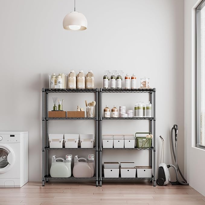 1000 lbs 4 Tier Shelf Metal Storage Shelves Shelving Wire Rack Heavy Duty Closet Organizers for Garage Kitchen Bathroom Laundry Black 15.7" D x 33.5" W x 59.5" H-Ruum Studio Home