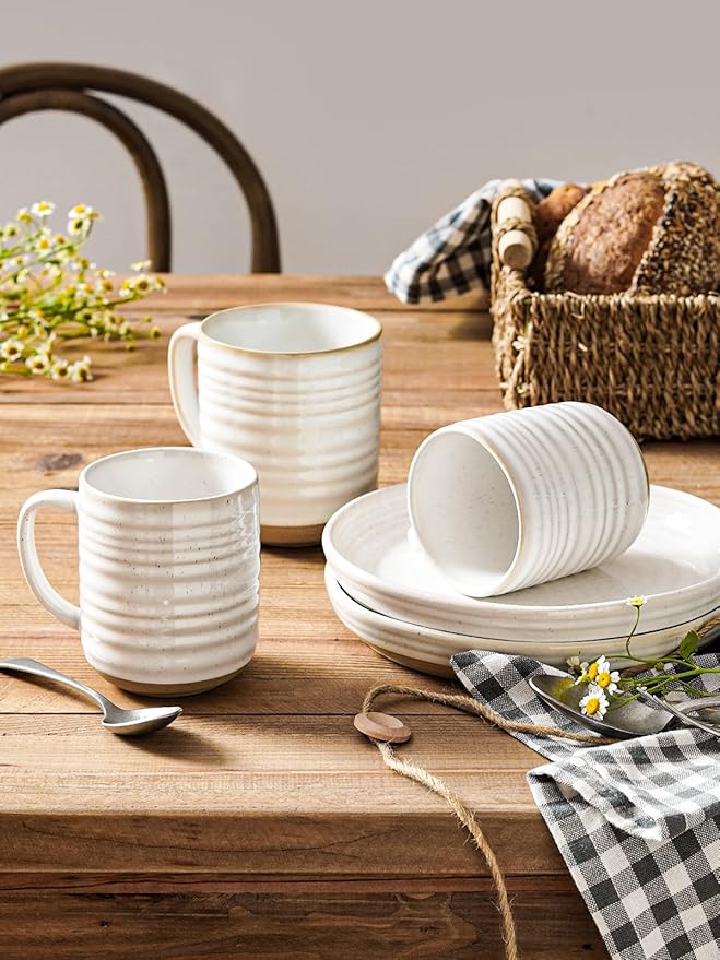 LE TAUCI Coffee Mugs 12 oz, Ceramic Mug Set, Housewarming Wedding Present, Coffee Cups for Latte, Hot Tea, Cappuccino, Mocha, Cocoa - Set of 4, Arctic White-Ruum Studio Home