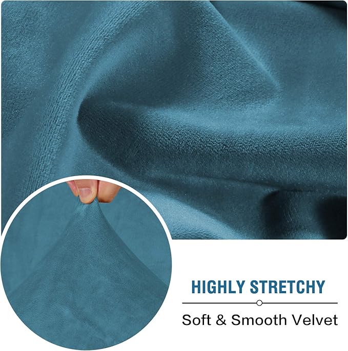 H.VERSAILTEX Velvet Stretch Couch Cushion Cover Plush Cushion Slipcover for Chair Cushion Furniture Protector Seat Cushion Sofa Cover (1 Piece Armchair Cushion Covers, Peacock Blue)-Ruum Studio Home