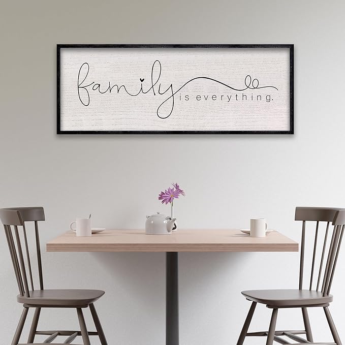 LuZhiQiang Family is Everything Sign Wall Decor 40"x15" Warm Home Sign Wall Art for Entryway Large Hanging Wood Framed (Black)-Ruum Studio Home
