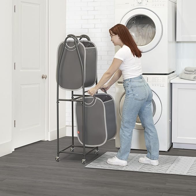 Neatfreak - 2 Tier Laundry Sorter - Laundry Hamper With Wheels & 2 x Laundry Basket Tote Bags For Dirty Clothes, Towels, Blankets, Bathroom Storage & Laundry Room Organization-Ruum Studio Home