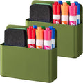 BEYGORM 2 Pack Plastics Magnetic Pen Holder for Refrigerator, Dry Erase Marker Holder for Whiteboard，Magnet School Locker Organizer Accessories, Pencil Cup, Pen Caddy (Army Green)-Ruum Studio Home