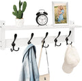 Homode Wall Shelf with Hooks, 24 Inch Coat Rack with Tri Hooks, Farmhouse Entryway Floating Coat Hanger with Storage for Bathroom, Entry Way, Mudroom, White-Ruum Studio Home