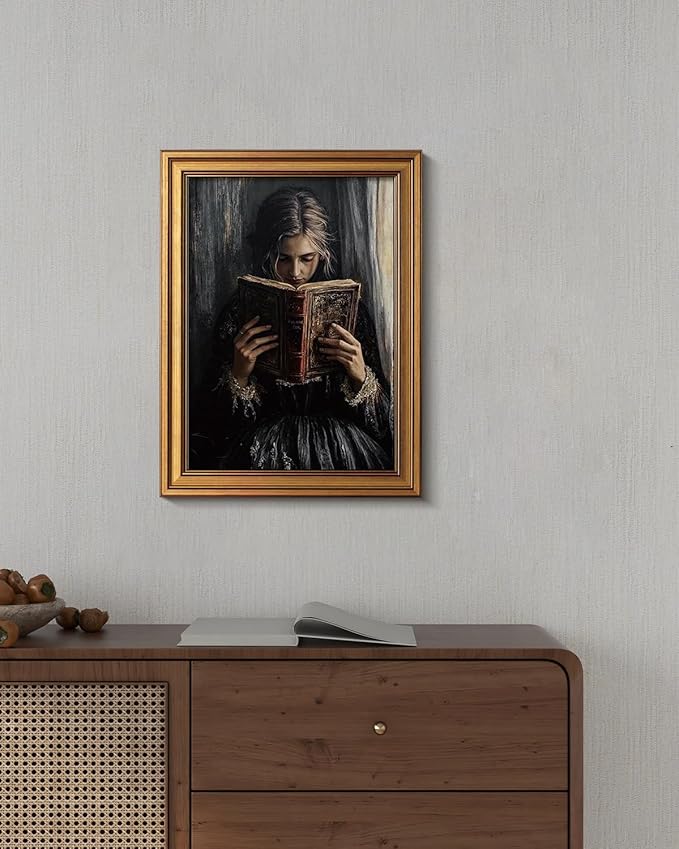 HUARCEY Gold Framed Wall Art for Living Room, Portrait Painting Prints, Vintage Wall Decor for Kitchen, Gothic Bedroom Wall Art for Home Office Magic Scripture 16L x 12W-Ruum Studio Home