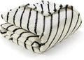 Lahome Boho Fleece Throw Blanket Black White Striped Fluffy Bed Throws Soft Cozy Warm Fuzzy Throw Blanket Reversible Blankets for Couch Sofa, Off White 50''x60''-Ruum Studio Home