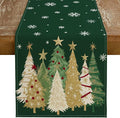 GEEORY Christmas Table Runner 13x90 Inch, Xmas Trees Snowflakes Holiday Decorative Farmhouse Table Decoration for Kitchen Dinning, Indoor Outdoor Dinner Party Decor (Green) GT152-90-Ruum Studio Home