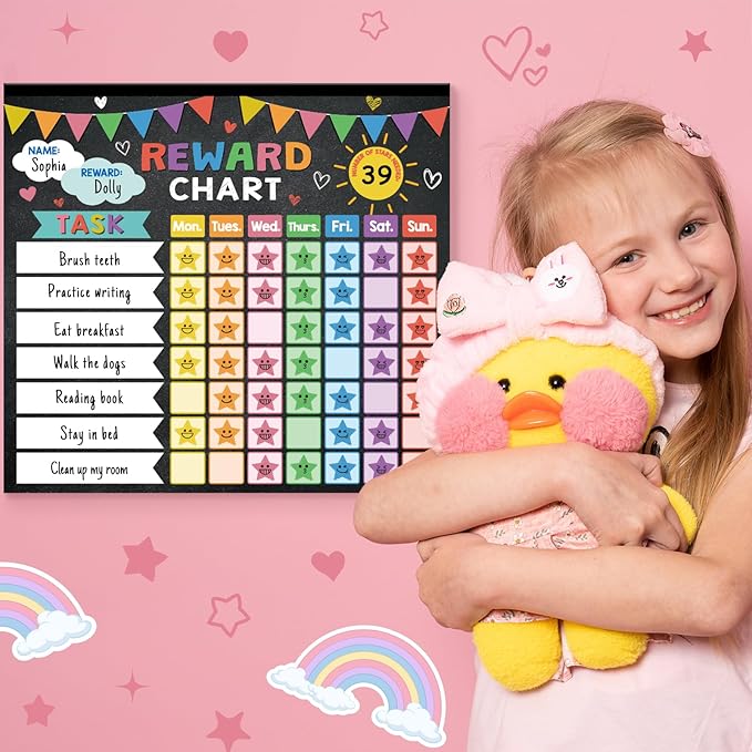 Reward Chart for Kids,Magnetic Behavior Chore Chart for Kids at Home,26 Black Chore Charts,1960 Star Stickers,56 Reward Stickers,Incentive Chore Chart to Develop Responsibility and Good Habits-Ruum Studio Home