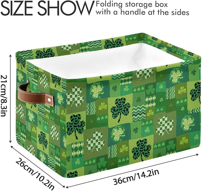 St Patrick's Day Storage Basket Cube Storage Bins Organizer Bag Collapsible Closet Shelf Baskets with handle for Baby Cloth Pet Toy Book 14.2×10.2×8.3 IN-Ruum Studio Home