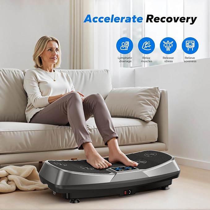 MERACH Vibration Plate Exercise Machine, 3D & 4D Vibration Plate with 2 Tension Ropes LED Display, Whole Body Vibration Platform for Women Men, Exercise Equipment for Home-Ruum Studio Home