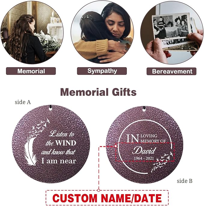 ASTARIN 36" Large Deep Tone Personalized Sympathy Wind Chimes, Memorial Wind Chime for Loss of Mother Father Loved One, Angel's Feather Bereavement Gifts Decor Outdoor Patio Garden(Produced in USA)-Ruum Studio Home