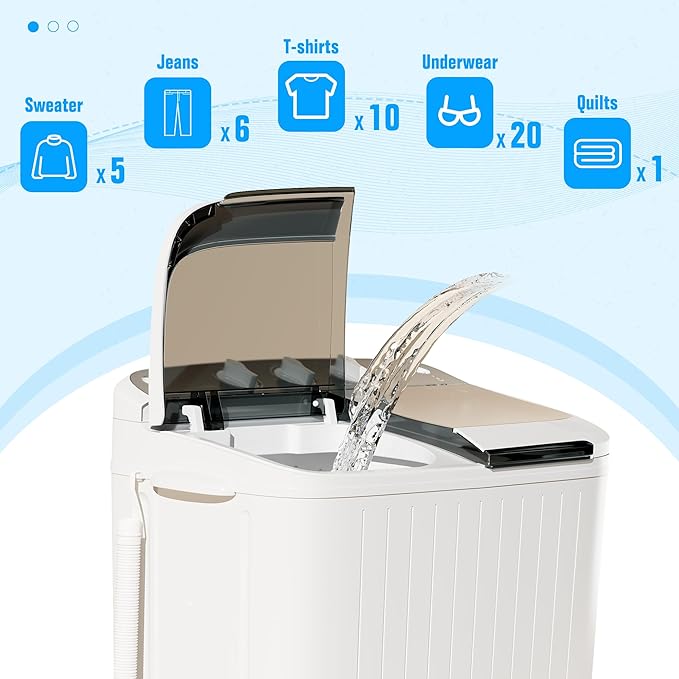 Pataku Portable Washing Machine, 17.6 Lbs Compact Mini Washer and Dryer Combo,Twin Tub Laundry Washer with Spin Cycle, Soaking Function Ideal for Apartment, Dorms, RVs Camping, Grey-Ruum Studio Home