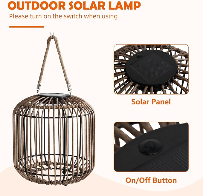 Solar Yard 2-Pack Outdoor Solar Lamp, Water-Resistant Lights for Outside Hanging Lantern Table Lamp Lights Decoration for Garden, Yard, Patio, Porch, Trees, Pathway, Natural-Ruum Studio Home