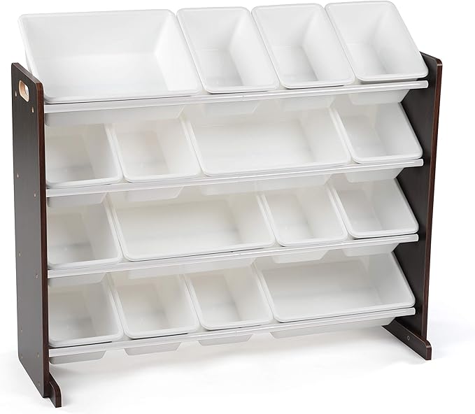 Humble Crew Supersized Toy Storage Organizer with 16 Removable Bins, Espresso/White – Large Toy Storage for Toddlers Ideal for Kids' Rooms, Playrooms, and Nurseries - Modern Toy Bins for Kids-Ruum Studio Home